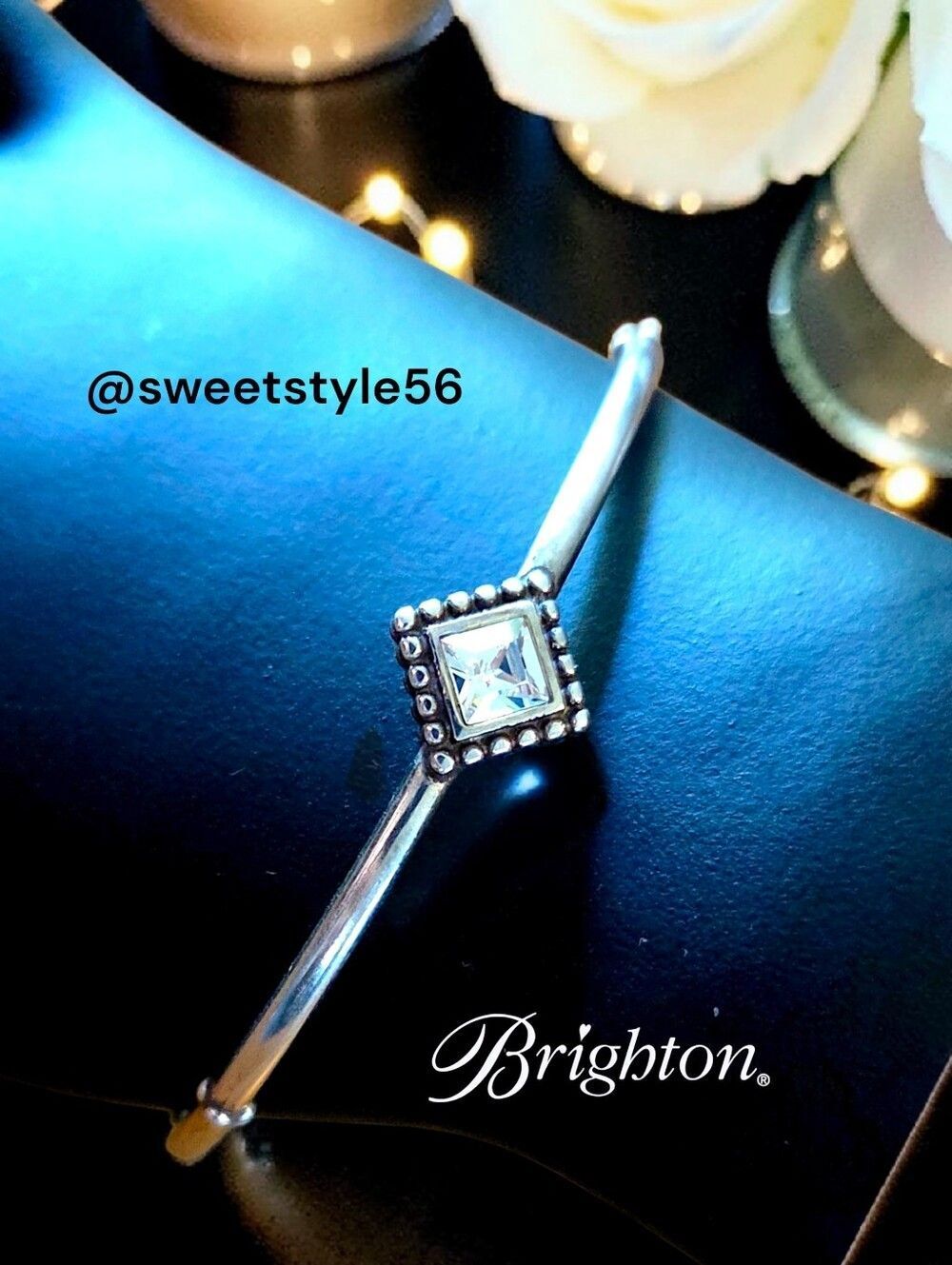 BRIGHTON "Twinkle Trio" Slim Crystal And Silver Bangle Bracelet WEDDING GUEST!